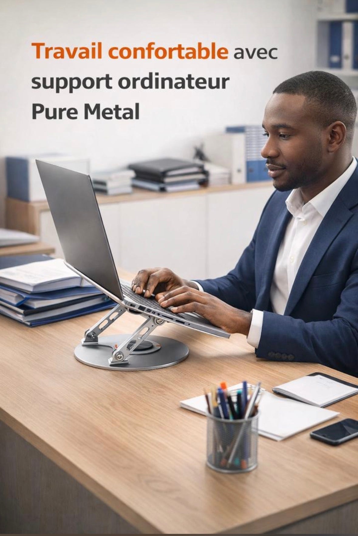 Support Ventilé Ajustable à 360° pour Ordinateur Portable