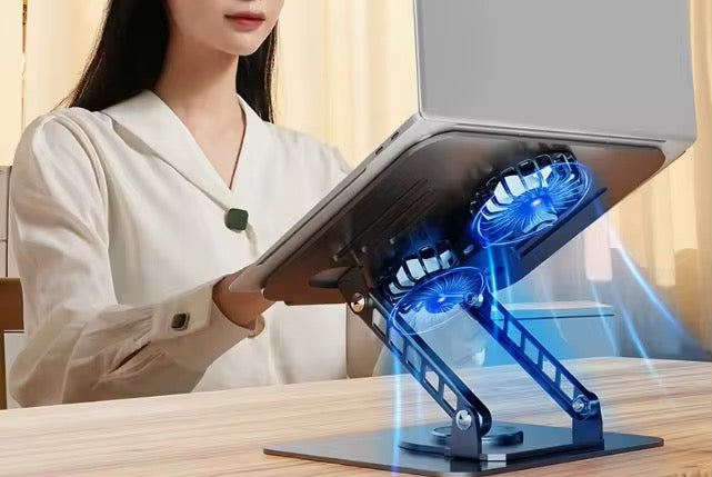 Support Ventilé Ajustable à 360° pour Ordinateur Portable