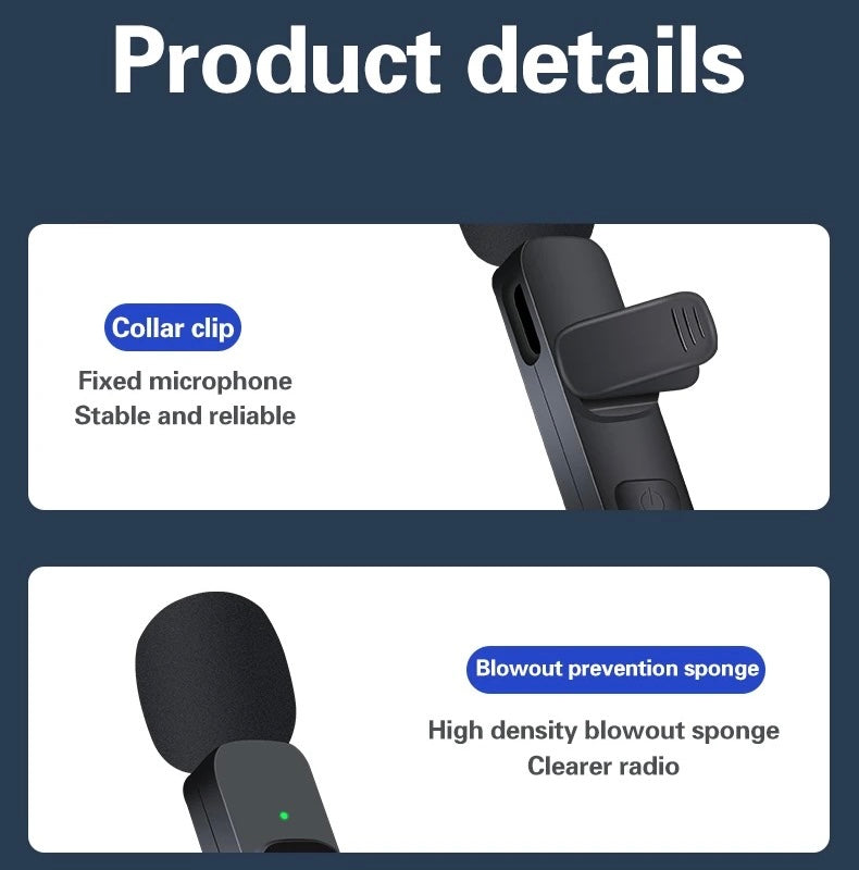 Microphone cravate sans fil K8