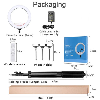 Ring Light lumineux LED LJJ-36 de 14 pouces
