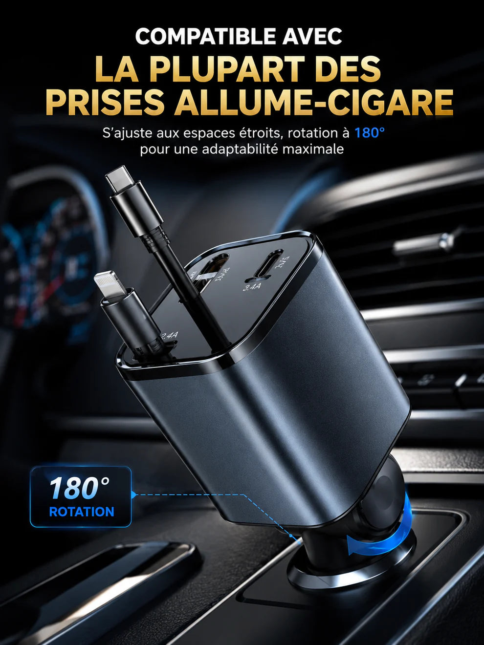 Chargeur pour voiture Multi-Charge Pro 4 en 1