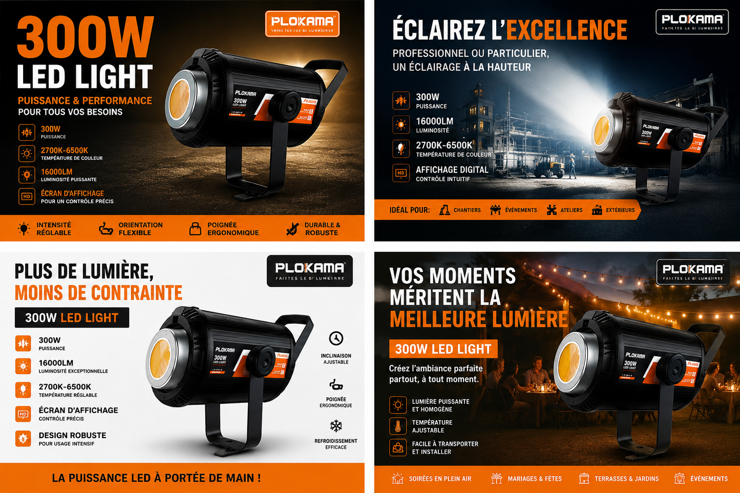 Projecteur pro PLOKAMA PK600s 300W