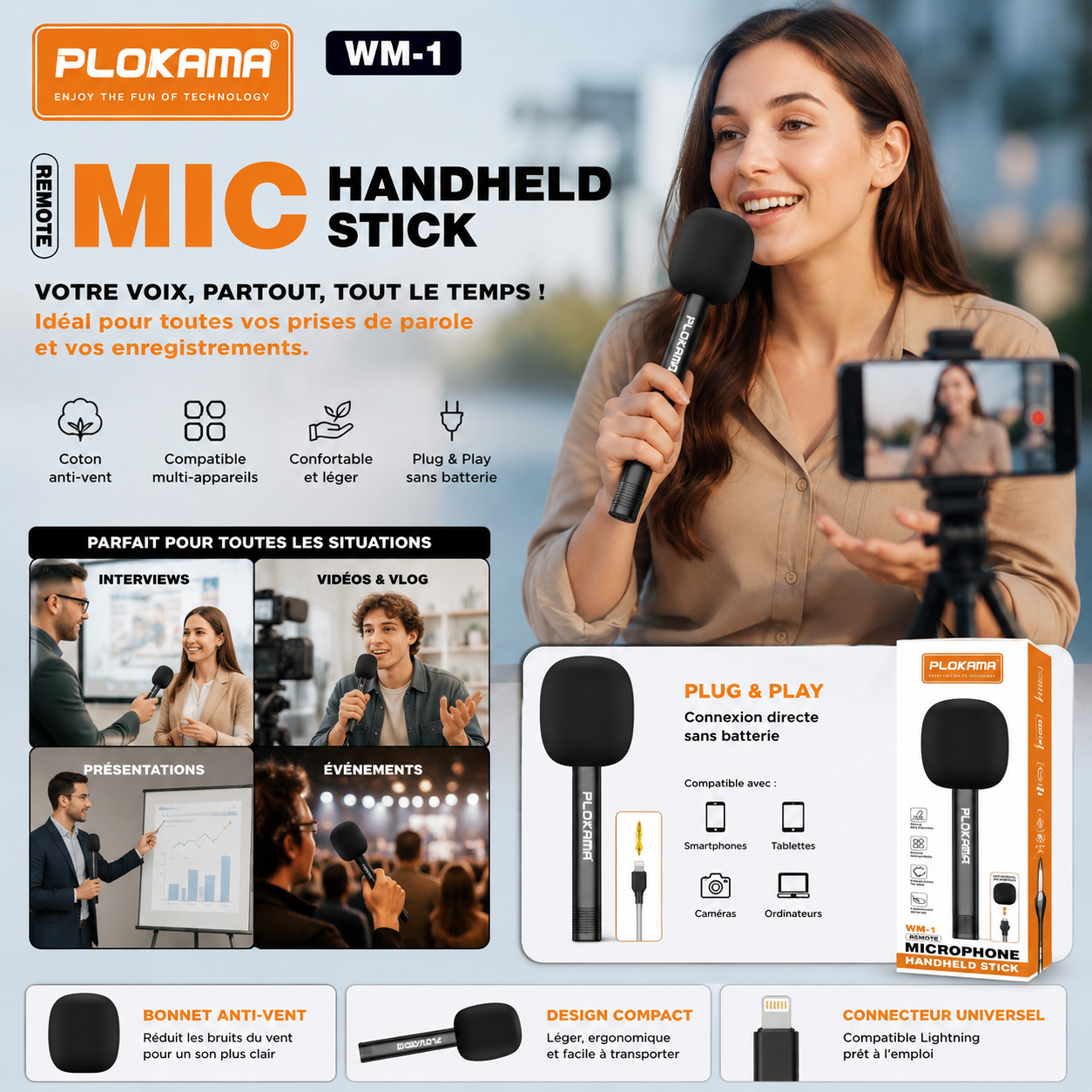 Tide de poignée micro Plokama WM-1