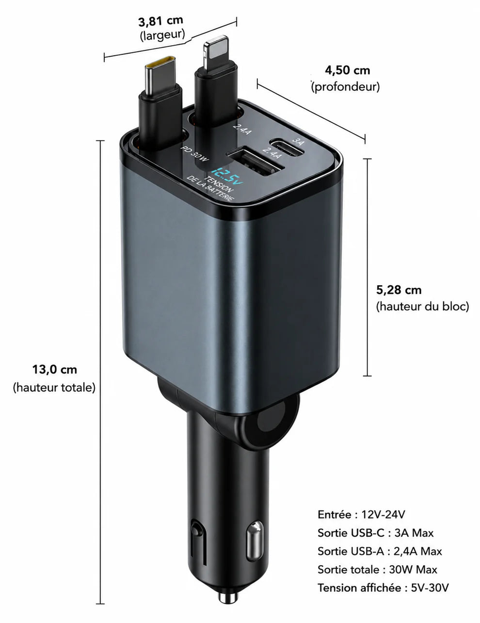 Chargeur pour voiture Multi-Charge Pro 4 en 1