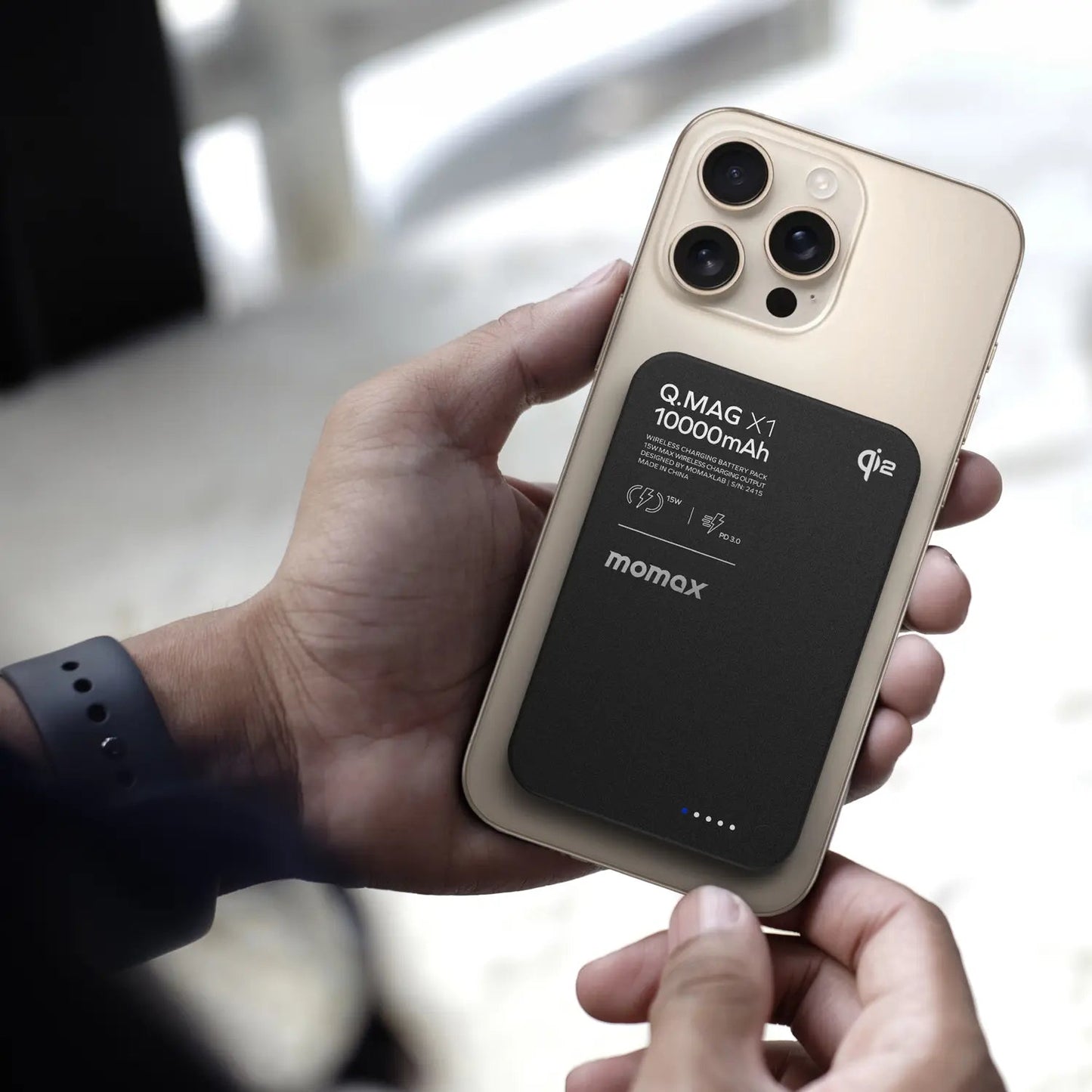 PowerBank QMAG Magnétique en titane 10.000mAh