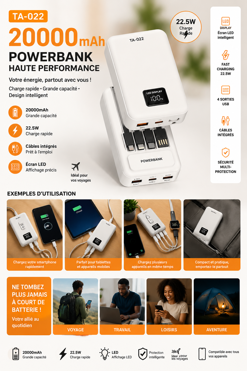 PowerBank 20.000mAh Modèle TA-022 Promo magal